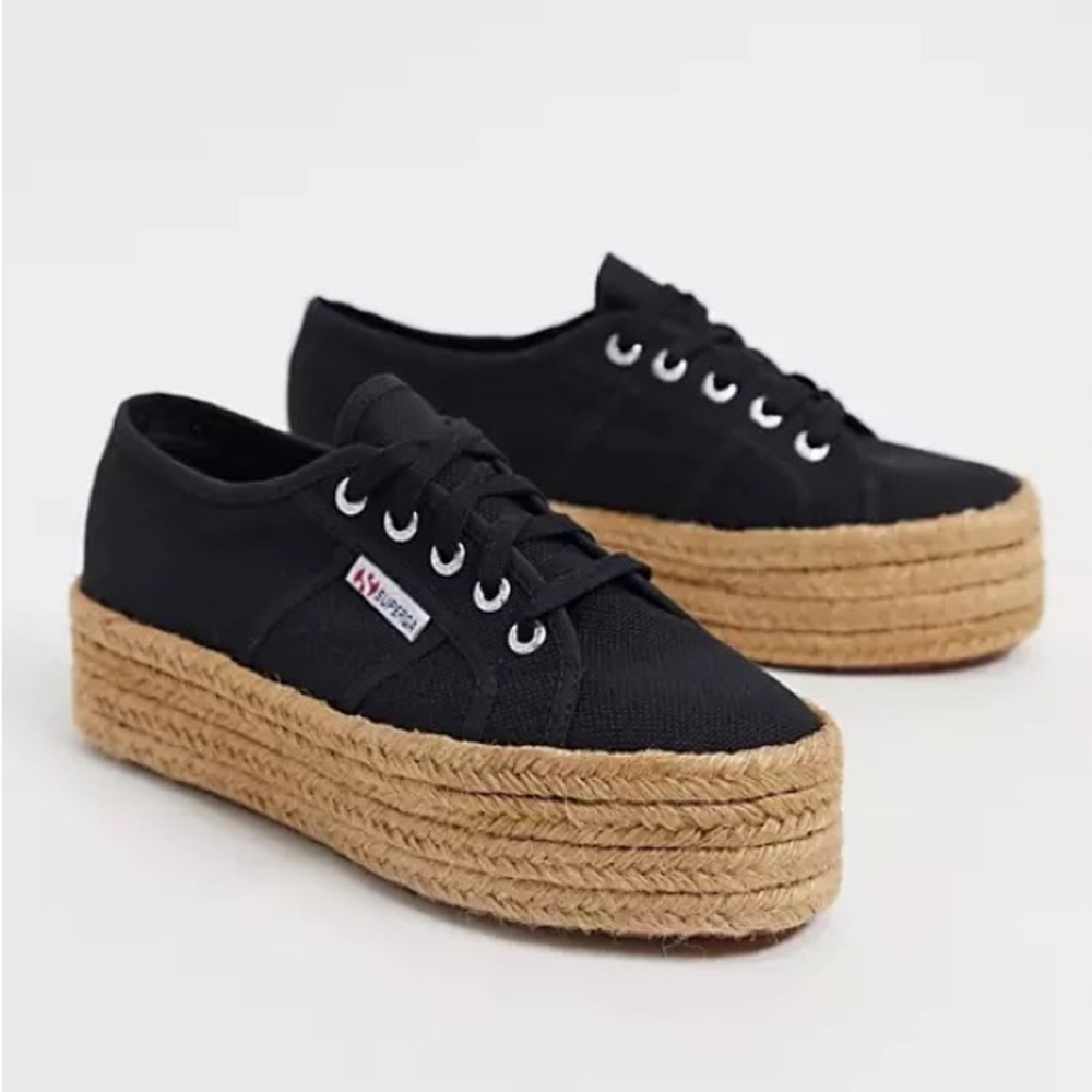 Superga platform espadrille sneakers black